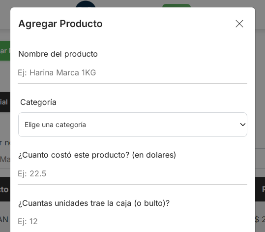 Agregar productos al inventario