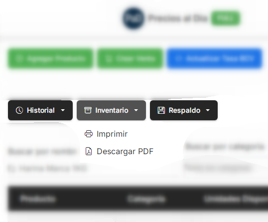 Exportar o impimir el inventario