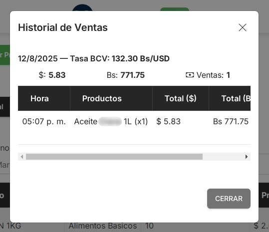 Historial de ventas